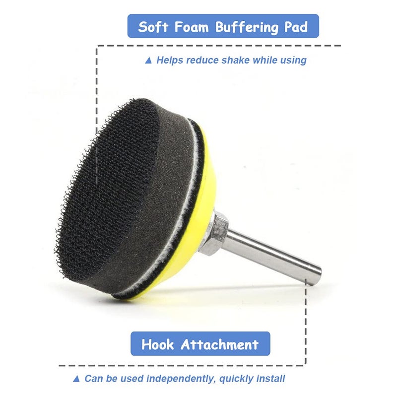 Mesee 2 Packs 2 Inch Hook & Loop Sanding Backing Pads with Soft Foam Layer Buffering Pad, 1/4 inch Shank Sanding Discs Pad Adapter Replacement Kit for Air Die Grinder Sander Rotary Tool - Image 4